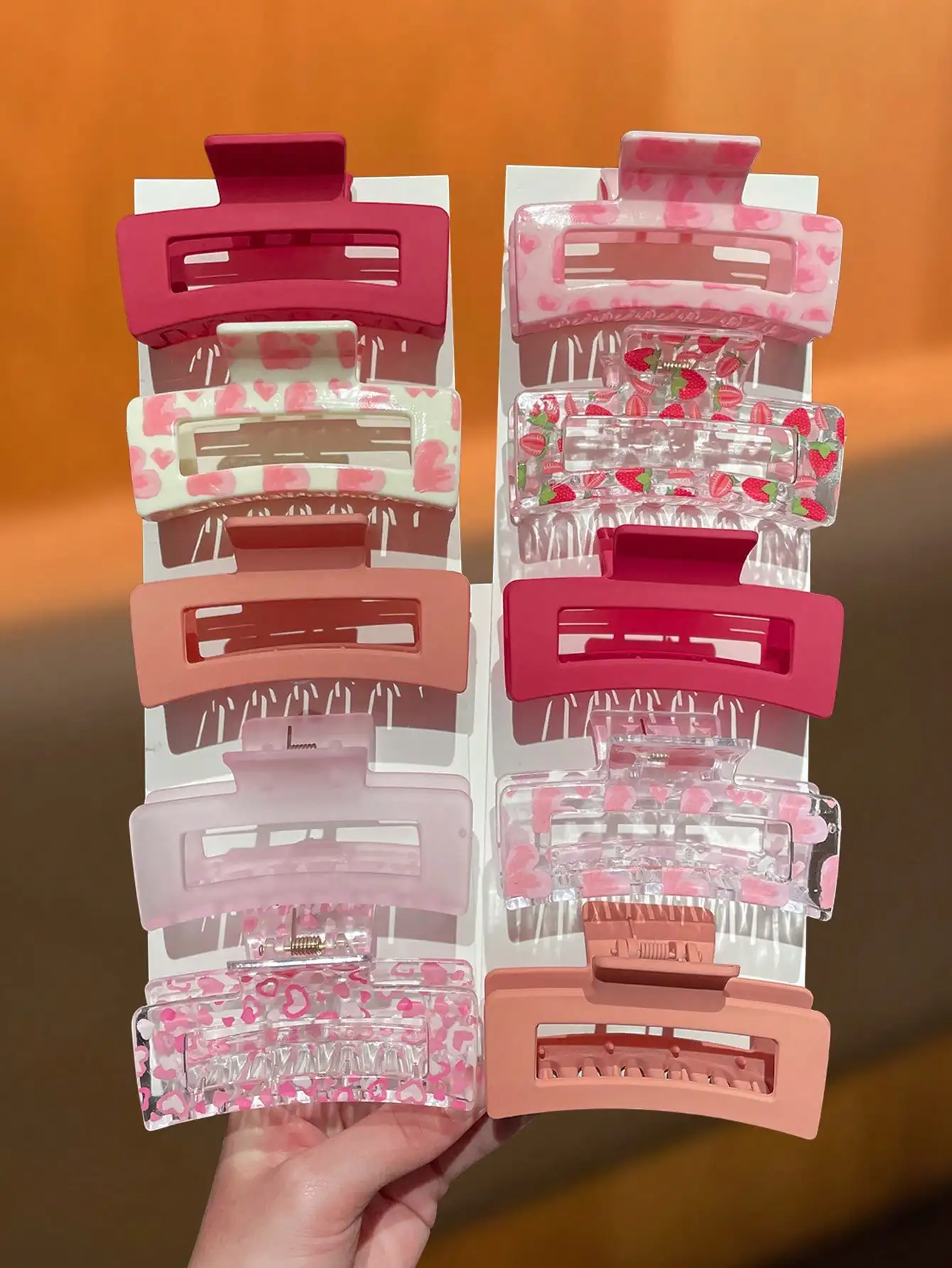 2/3/5/10pcs Women's Fashion Hair Clips, Multi-Color Options, Fashionable & Elegant, Sweet & Cute, Heart-Shaped Pattern, Romantic Valentine's Day Hair Accessories, Medium Square Valentine's Day Hair Claws, Suitable For Daily Wear, Work & Home, Women Hair A
2/3/5/10pcs Women's Fashion Hair Clips, Multi-Color Options, Fashionable & Elegant, Sweet & Cute, Heart-Shaped Pattern, Romantic Valentine's Day Hair Accessories, Medium Square Valentine's Day Hair Claws, Suitable For Daily Wear, Work & Home, Women Hair A