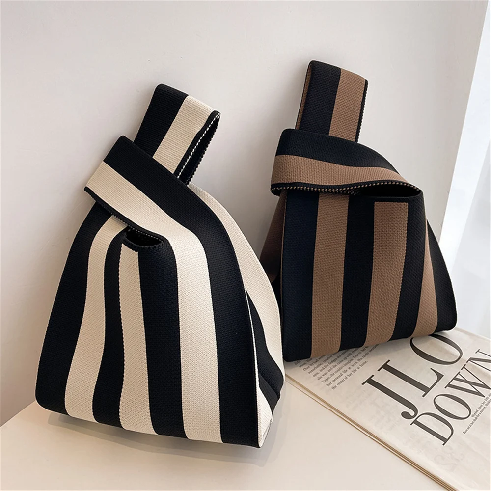 Girls Mini Knot Wrist Bag Fashion Knit Handbag Casual Tote for Student Trendy Stripe Plaid Tote Bag Women Reusable Shopping Bags
Girls Mini Knot Wrist Bag Fashion Knit Handbag Casual Tote for Student Trendy Stripe Plaid Tote Bag Women Reusable Shopping Bags