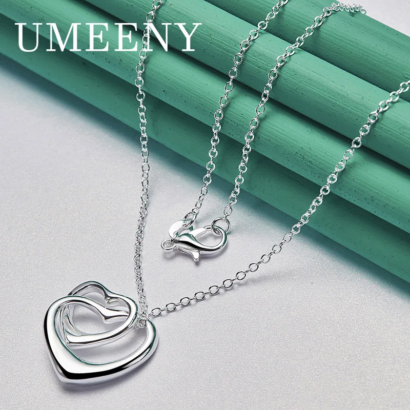 925 Sterling Silver 16-30 Inch Exquisite Double Heart Necklace Women Charming Temperament Jewelry Party Accessories
925 Sterling Silver 16-30 Inch Exquisite Double Heart Necklace Women Charming Temperament Jewelry Party Accessories