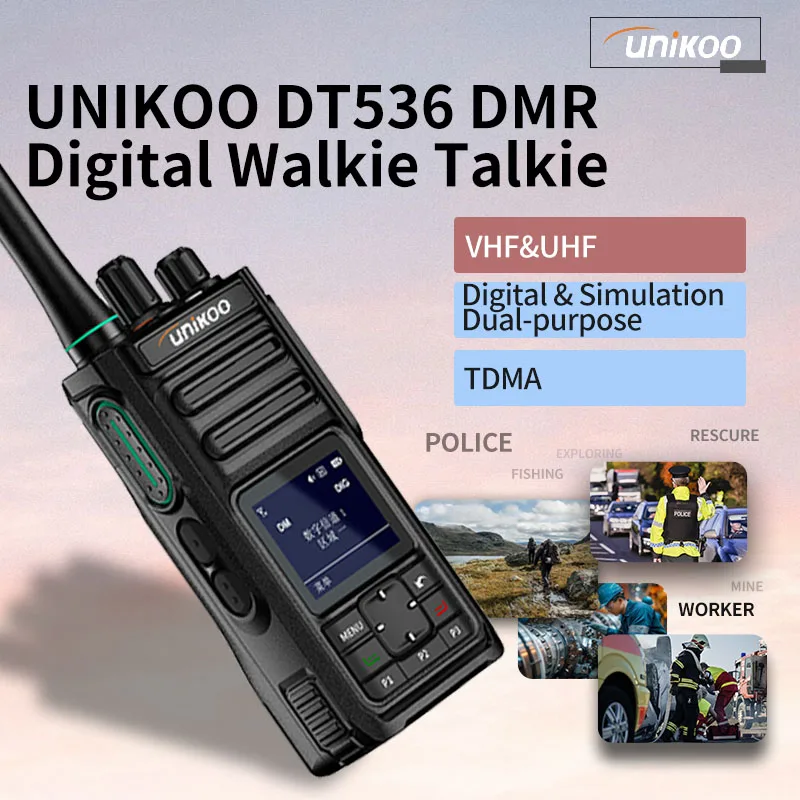 UNIKOO DT536 DMR Digital Walkie Talkie IP68 Wateroof VHF/UHF Band Dual Time Slot 3000 Channels FM Air Band Two Way Radio
UNIKOO DT536 DMR Digital Walkie Talkie IP68 Wateroof VHF/UHF Band Dual Time Slot 3000 Channels FM Air Band Two Way Radio
