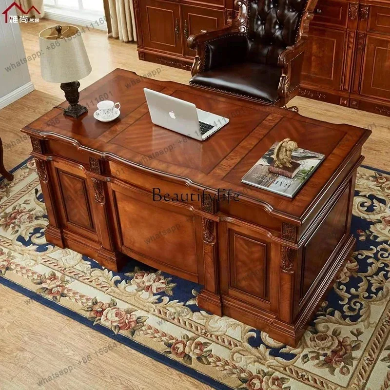 jj4 American computer desk European office solid wood study office long table carving
jj4 American computer desk European office solid wood study office long table carving
