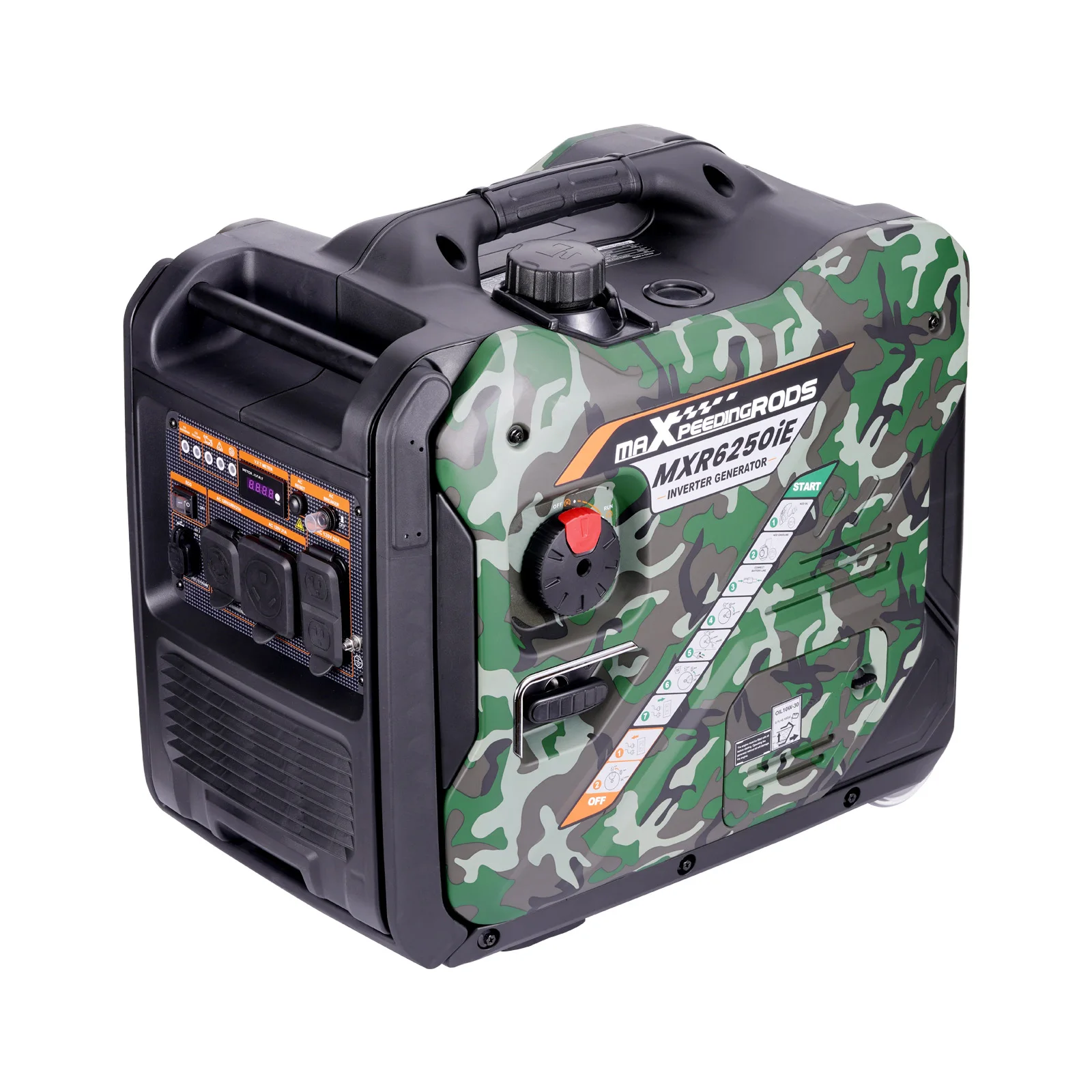 Портативный генератор 5500 Вт, 120В/240В, с электрозапуском и датчиком утечки угарного газа, 5 кВт в режиме работы
Портативный генератор 5500 Вт, 120В/240В, с электрозапуском и датчиком утечки угарного газа, 5 кВт в режиме работы