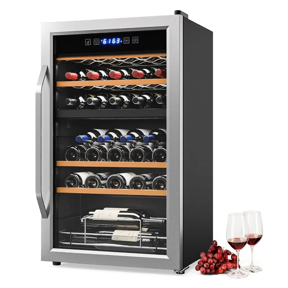 33 Bottle Dual Zone Wine Cooler 41-64°F Freestanding Compressor Digital Control Glass Door Red White Champagne, Custom
33 Bottle Dual Zone Wine Cooler 41-64°F Freestanding Compressor Digital Control Glass Door Red White Champagne, Custom