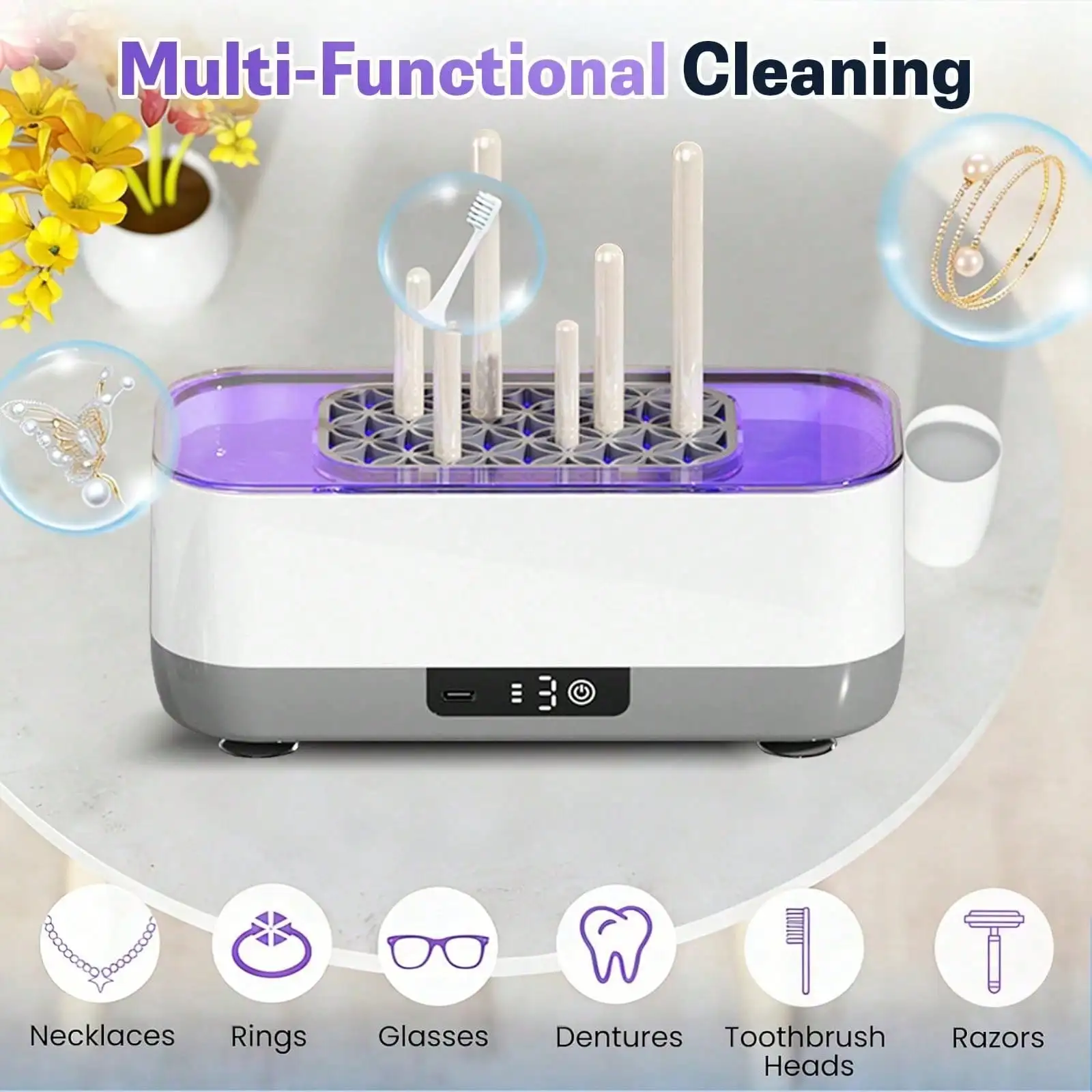 USB Ultra Jewelry Cleaner, High Frequency Vibration Machine For Glasses Rings Watches, Portable Denture Retainer Cleaner, Multi-Purpose Home Washer
USB Ultra Jewelry Cleaner, High Frequency Vibration Machine For Glasses Rings Watches, Portable Denture Retainer Cleaner, Multi-Purpose Home Washer