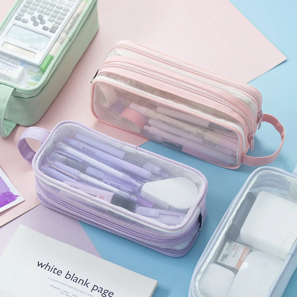 Clear Mesh Pencil Case Cartoon Large-Capacity Stationery Box Makeup Travel Bag for Student School Supplies Storage Pouch
Clear Mesh Pencil Case Cartoon Large-Capacity Stationery Box Makeup Travel Bag for Student School Supplies Storage Pouch