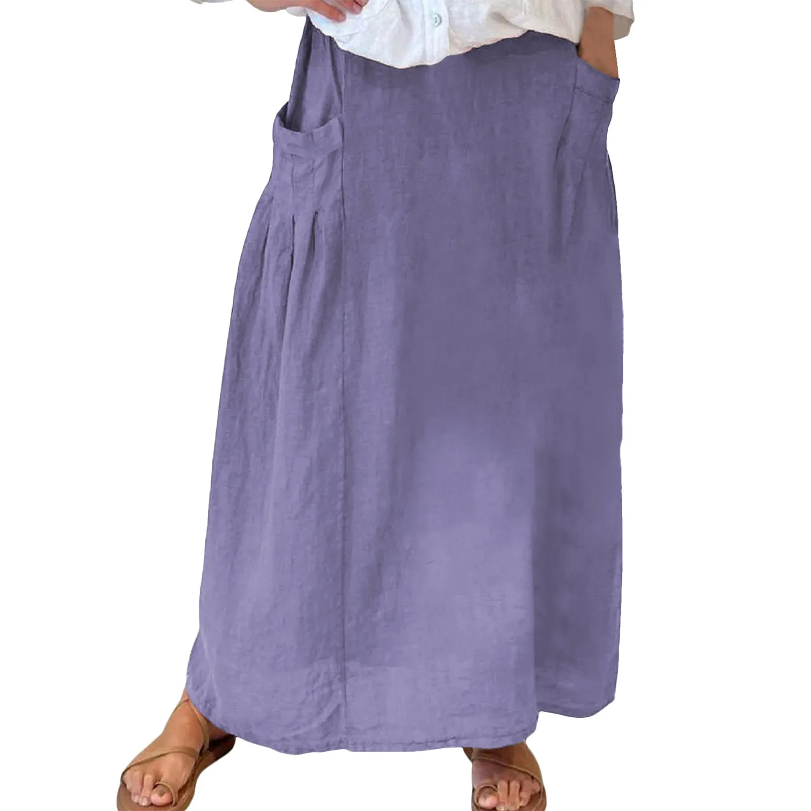 Girls' Harajuku Lazy Style Cottton Linen Casual Loose Boho Elastic Waist A-Line Flowy Swing Vacation Maxi Skirt With Pocket
Girls' Harajuku Lazy Style Cottton Linen Casual Loose Boho Elastic Waist A-Line Flowy Swing Vacation Maxi Skirt With Pocket