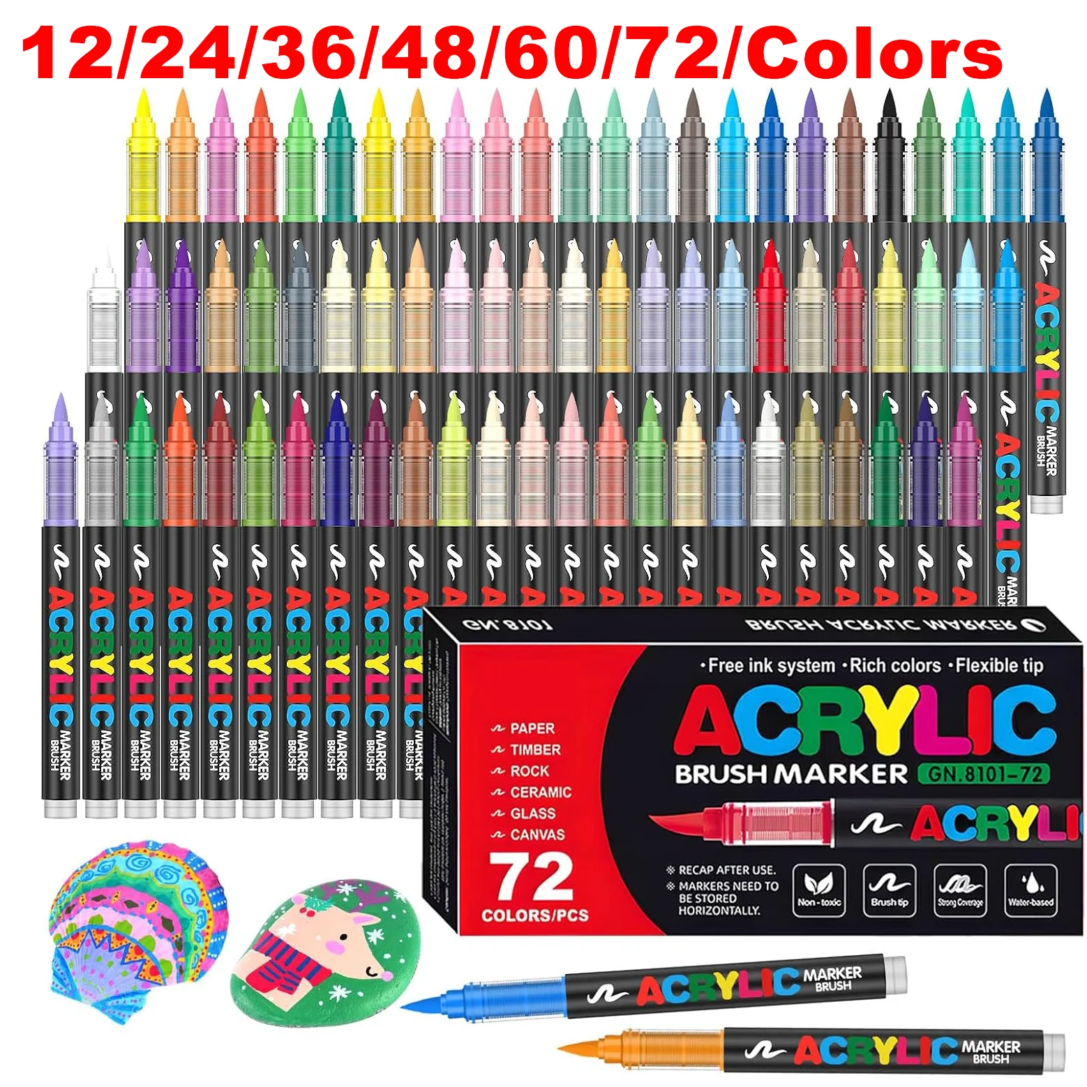 Brush Tip Acrylic Paint Pens for Rock Painting, Wood, Canvas, Mugs, Fabric. Non-Toxic Markers for DIY Crafting & Unique Gifts
Brush Tip Acrylic Paint Pens for Rock Painting, Wood, Canvas, Mugs, Fabric. Non-Toxic Markers for DIY Crafting & Unique Gifts