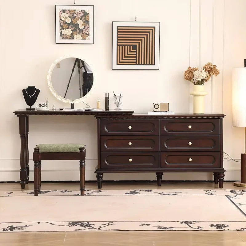Wooden dressing table, simple retro style corner dressing table in the bedroom
Wooden dressing table, simple retro style corner dressing table in the bedroom