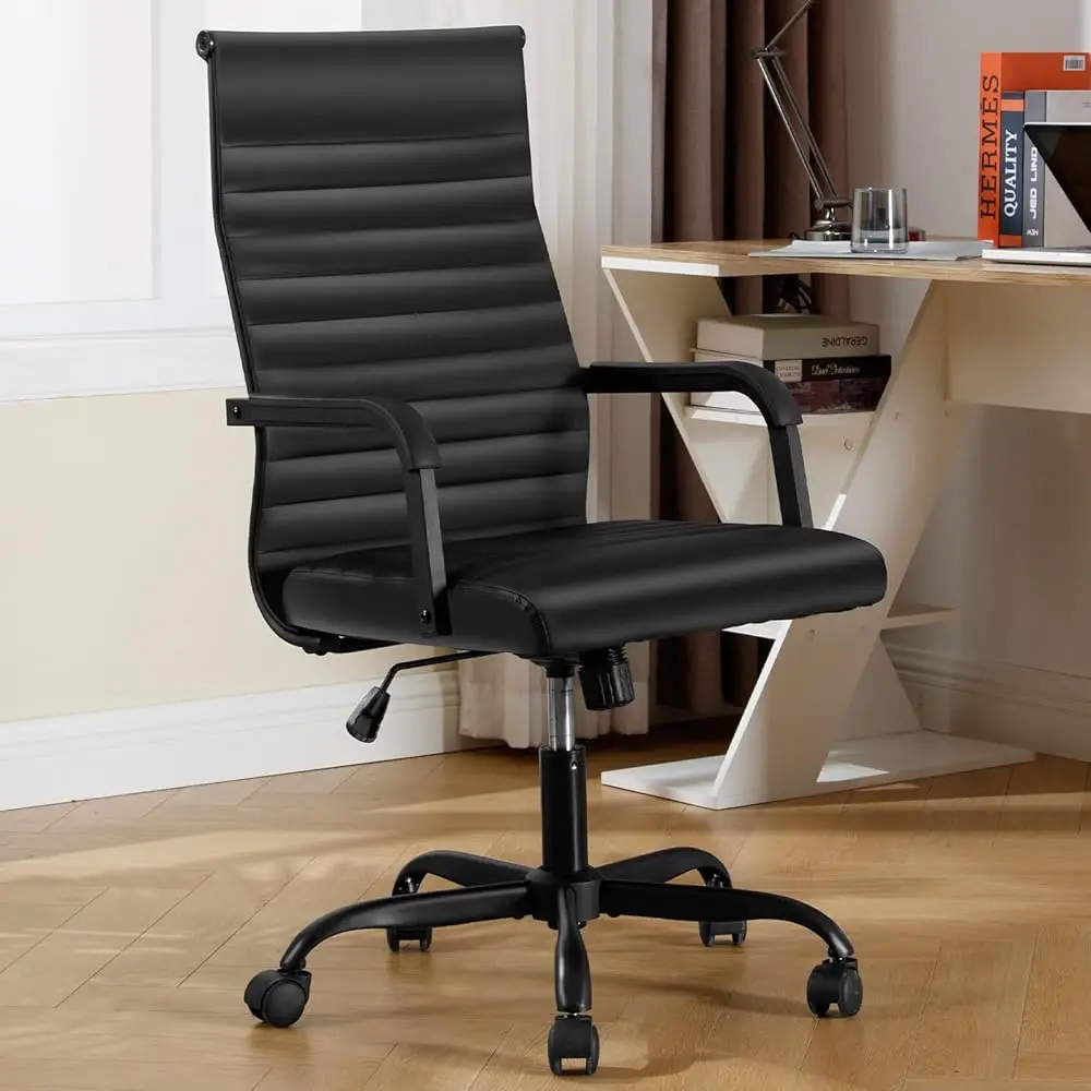 Office Chair, Ergonomic Executive Conference Room Chairs, Ribbed Leather Desk Chair With Lumbar Support, Adjustable Height
Office Chair, Ergonomic Executive Conference Room Chairs, Ribbed Leather Desk Chair With Lumbar Support, Adjustable Height