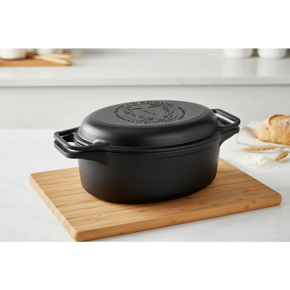 6-Quart Cast Iron Oval Dutch Oven & Skillet Set, Bread Baker, Multi-Cooker for Stovetop/Oven/Campfire
6-Quart Cast Iron Oval Dutch Oven & Skillet Set, Bread Baker, Multi-Cooker for Stovetop/Oven/Campfire