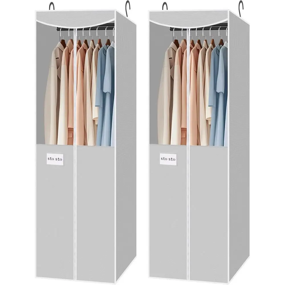 2 Pack Garment Bag, Hanging Clothes Closet, Hanging Garment Cover with Built-in Steel Hanging Rod, Hanging Wardrobe Storage Bag,
2 Pack Garment Bag, Hanging Clothes Closet, Hanging Garment Cover with Built-in Steel Hanging Rod, Hanging Wardrobe Storage Bag,