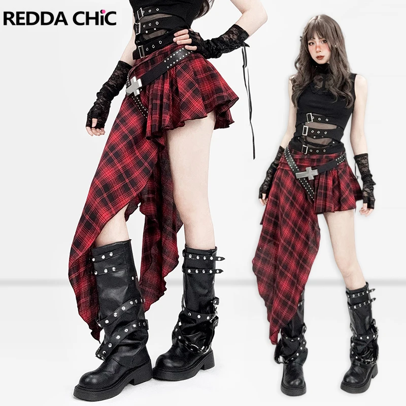 REDDACHiC Goth Women Asymmetrical Plaid Skirt Punk Low Waist Pleated Irregular Ruffle Mini Skirt Vintage Alternative Clothes
REDDACHiC Goth Women Asymmetrical Plaid Skirt Punk Low Waist Pleated Irregular Ruffle Mini Skirt Vintage Alternative Clothes
