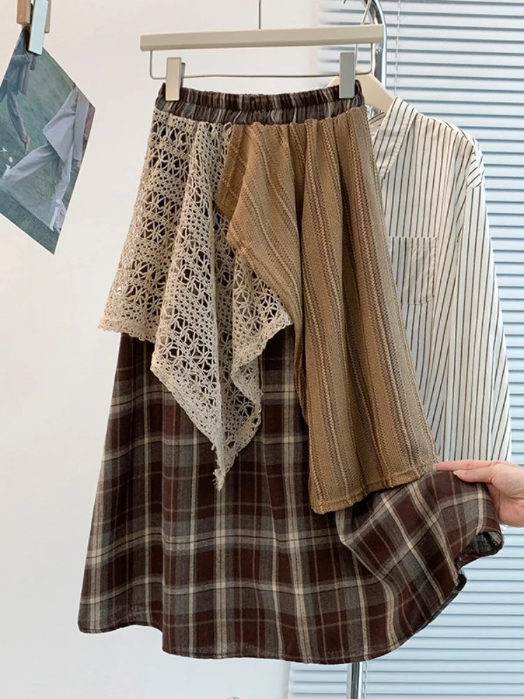 Travel Inspired Half Skirt Women's Summer Unique Design Patchwork Plaid Long Skirt Asymmetrical A-Line Loose Fit Elastic Waist
Travel Inspired Half Skirt Women's Summer Unique Design Patchwork Plaid Long Skirt Asymmetrical A-Line Loose Fit Elastic Waist