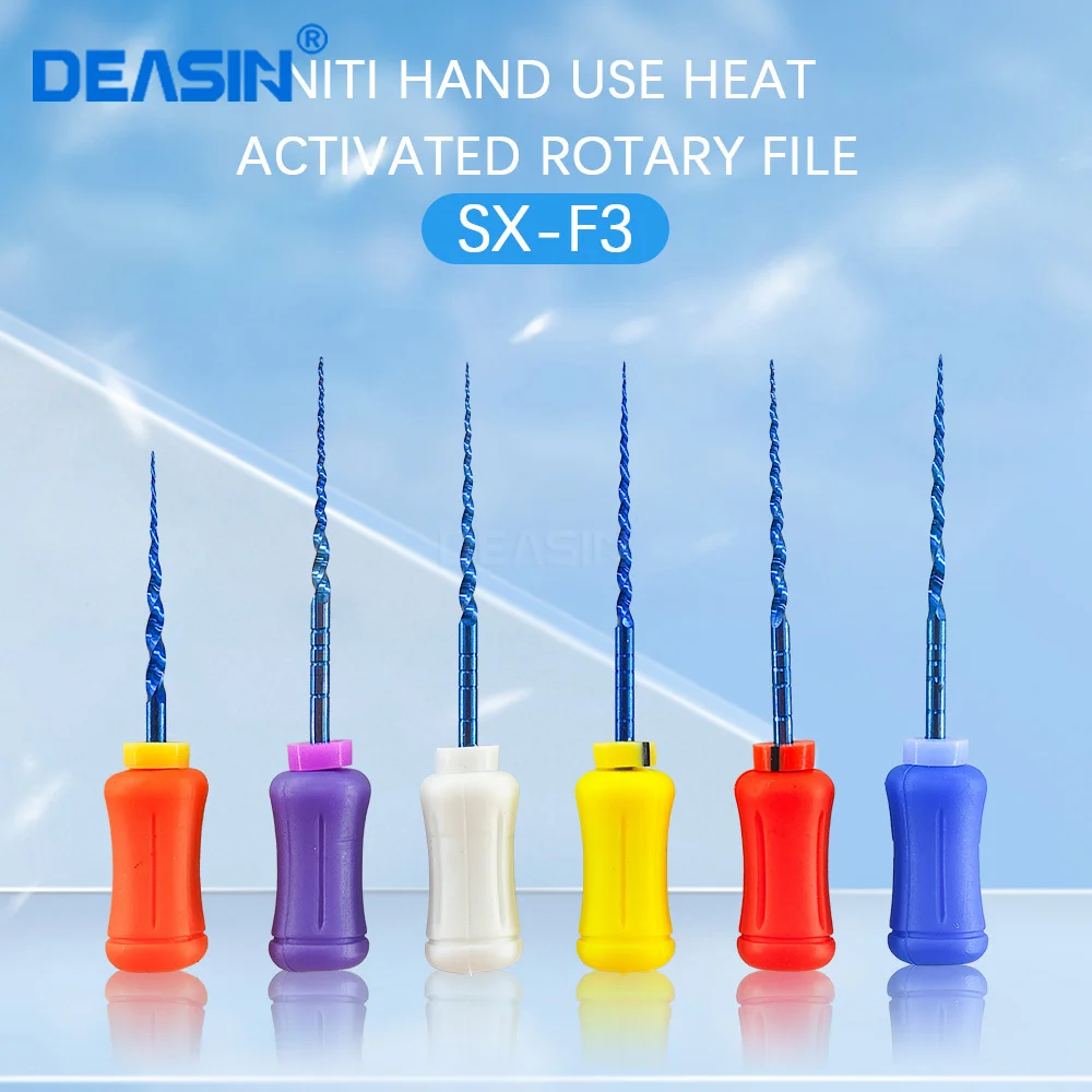 6Pcs/Box Dental Endodontic NiTi Hand Use Heat Activated Rotary File SX-F3 25mm Root Canal Super Files Dentistry Accessory
6Pcs/Box Dental Endodontic NiTi Hand Use Heat Activated Rotary File SX-F3 25mm Root Canal Super Files Dentistry Accessory