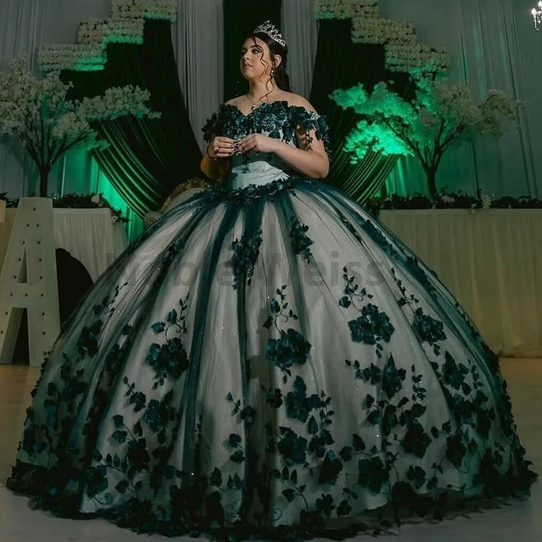 Luxury 3D Appliques Tulle Quinceanera Dresses Ball Gown Prom Dresses with Train Beaded Off Shoulder Sweet 16 Dresses Customize
Luxury 3D Appliques Tulle Quinceanera Dresses Ball Gown Prom Dresses with Train Beaded Off Shoulder Sweet 16 Dresses Customize