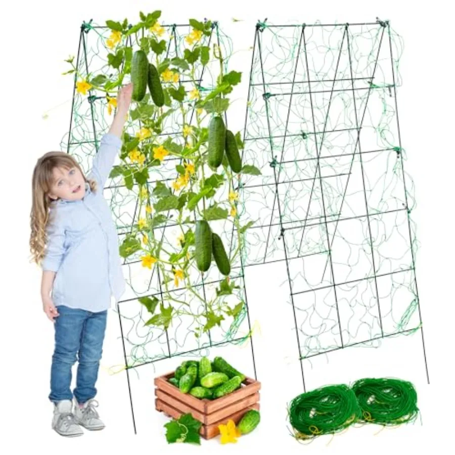 Pack 2 Heavy Metal Garden Trellis for Climbing Plants with Trellis Netting and Garden Clips, A-Frame Cucumber Trellis for Raise
Pack 2 Heavy Metal Garden Trellis for Climbing Plants with Trellis Netting and Garden Clips, A-Frame Cucumber Trellis for Raise