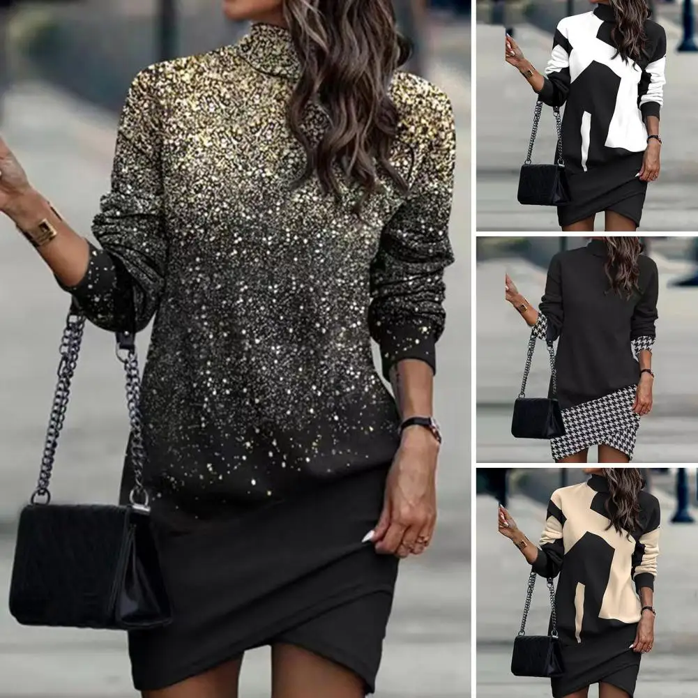 Irregular Design Dress Chic Irregular Hem Women's Dress Contrast Color Pullover High Collar Soft Warmth for Fall/winter Fashion
Irregular Design Dress Chic Irregular Hem Women's Dress Contrast Color Pullover High Collar Soft Warmth for Fall/winter Fashion