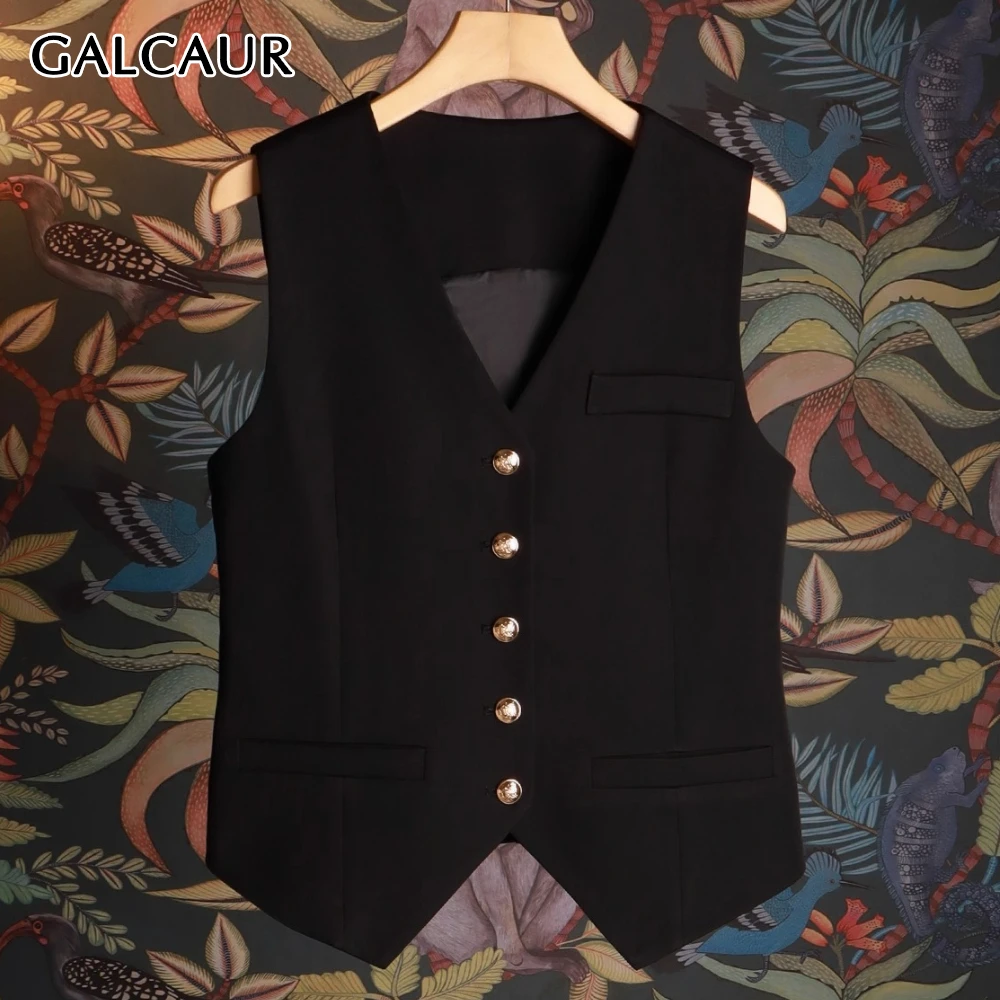 GALCAUR Solid Spliced Single Breasted Chic Jacket Female V Neck Sleeveless Loose Casual Women's Jackets Autumn Style Fashion New
GALCAUR Solid Spliced Single Breasted Chic Jacket Female V Neck Sleeveless Loose Casual Women's Jackets Autumn Style Fashion New