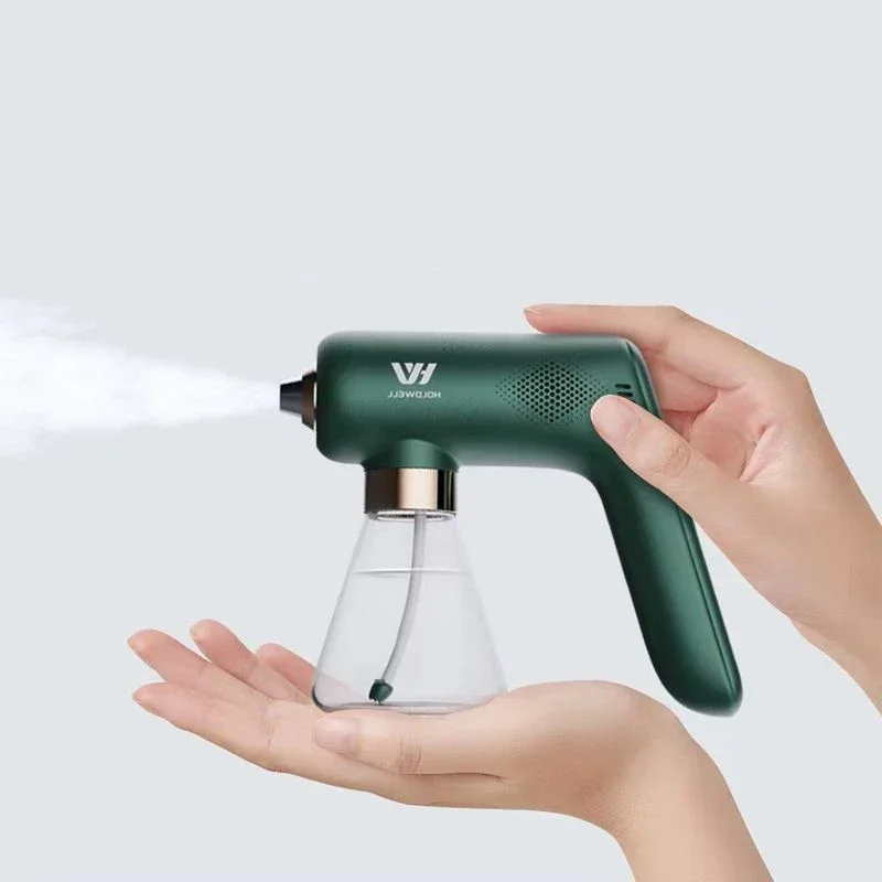 Mini Wireless Electric Sanitizer Sprayer USB Rechargeable Nanometer Blue Light Disinfection Fogger Home and Garden Accessories
Mini Wireless Electric Sanitizer Sprayer USB Rechargeable Nanometer Blue Light Disinfection Fogger Home and Garden Accessories