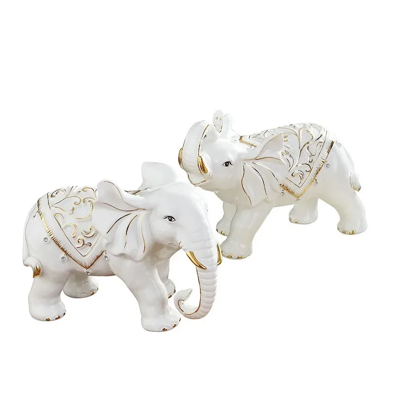 Ceramic elephant ornament, a pair of living room water-absorbing elephants attract wealth
Ceramic elephant ornament, a pair of living room water-absorbing elephants attract wealth
