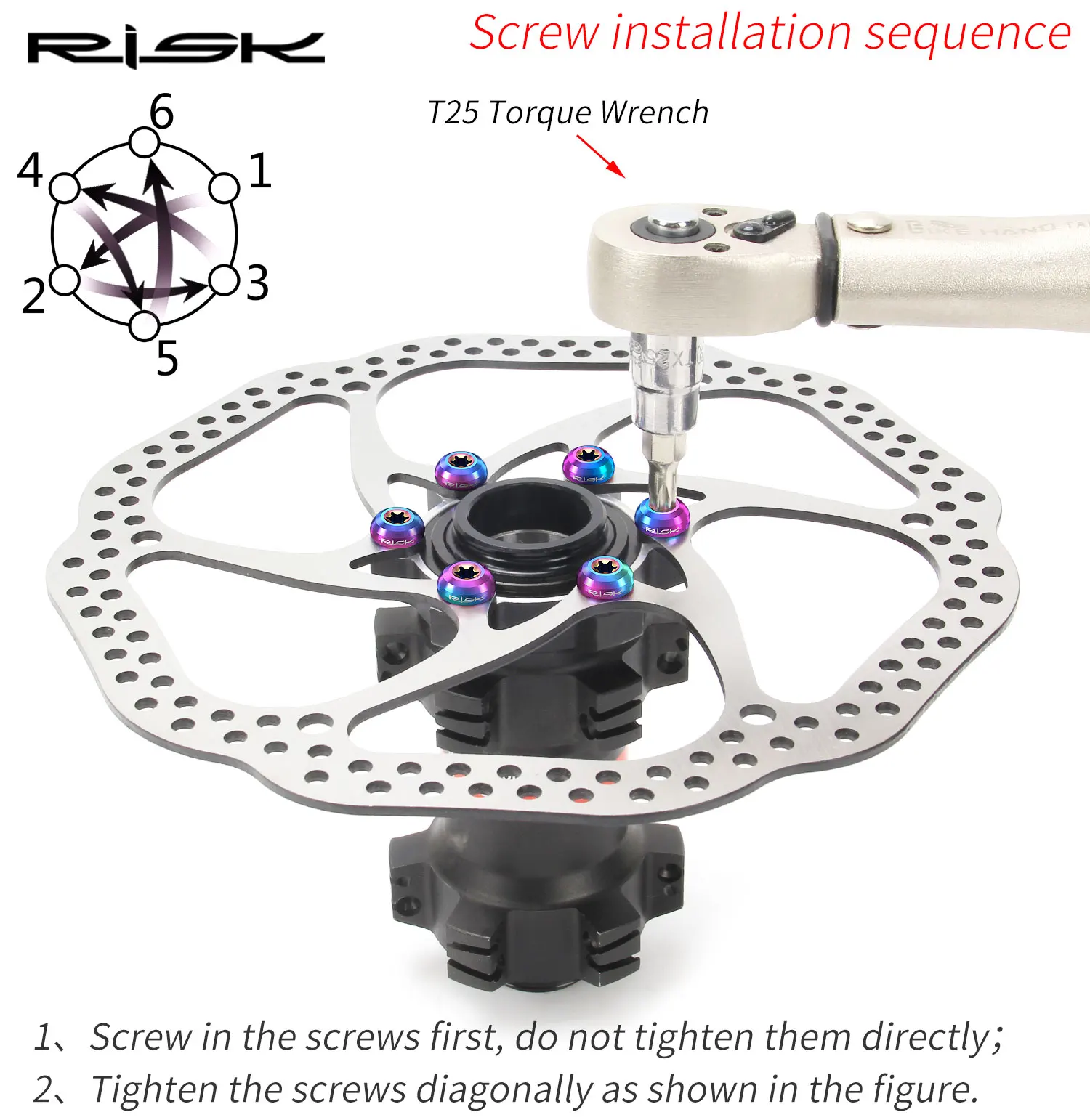 RISK 12pcs M5X10mm Bicycle Disc Brake Rotor Bolt Road MTB Bike T25 TC4 Titanium Torx Rotor Fixing Brake Screw Ultralight 
RISK 12pcs M5X10mm Bicycle Disc Brake Rotor Bolt Road MTB Bike T25 TC4 Titanium Torx Rotor Fixing Brake Screw Ultralight