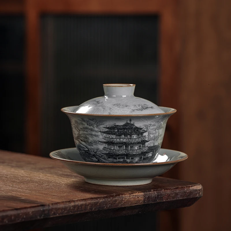 Four Famous Buildings Tureen Single Jingdezhen Old Clay Tea Brewing Bowl Kung Fu Set Handmade Ink Color Tengwang Pavilion
Four Famous Buildings Tureen Single Jingdezhen Old Clay Tea Brewing Bowl Kung Fu Set Handmade Ink Color Tengwang Pavilion