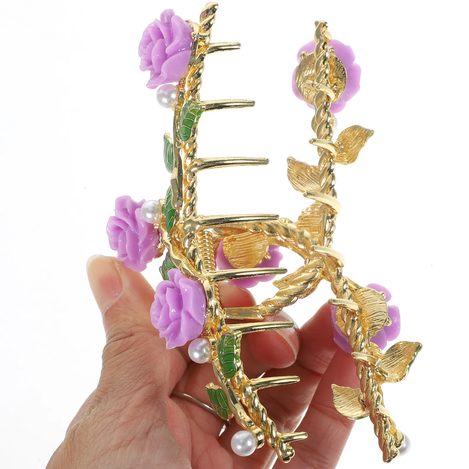 Декоративная заколка для волос в виде фиолетовой розы, большая заколка-краб для женщин, прочный металлический материал для повседневного использования и особых мероприятий
Декоративная заколка для волос в виде фиолетовой розы, большая заколка-краб для женщин, прочный металлический материал для повседневного использования и особых мероприятий