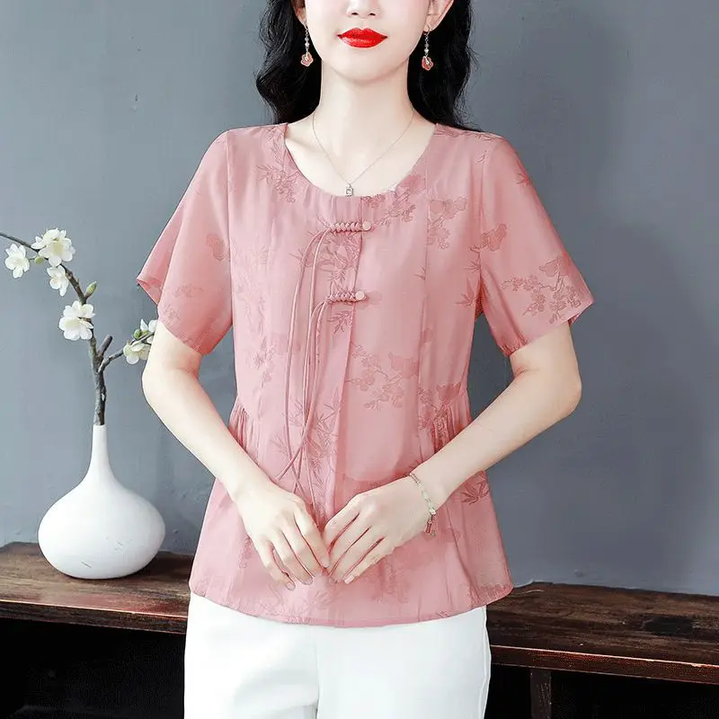 Femme Summer Fashion Simplicity Button O-neck Women Clothing Chinese Style Printing Commuting Appear Thin Short Sleeve Cardigan
Femme Summer Fashion Simplicity Button O-neck Women Clothing Chinese Style Printing Commuting Appear Thin Short Sleeve Cardigan