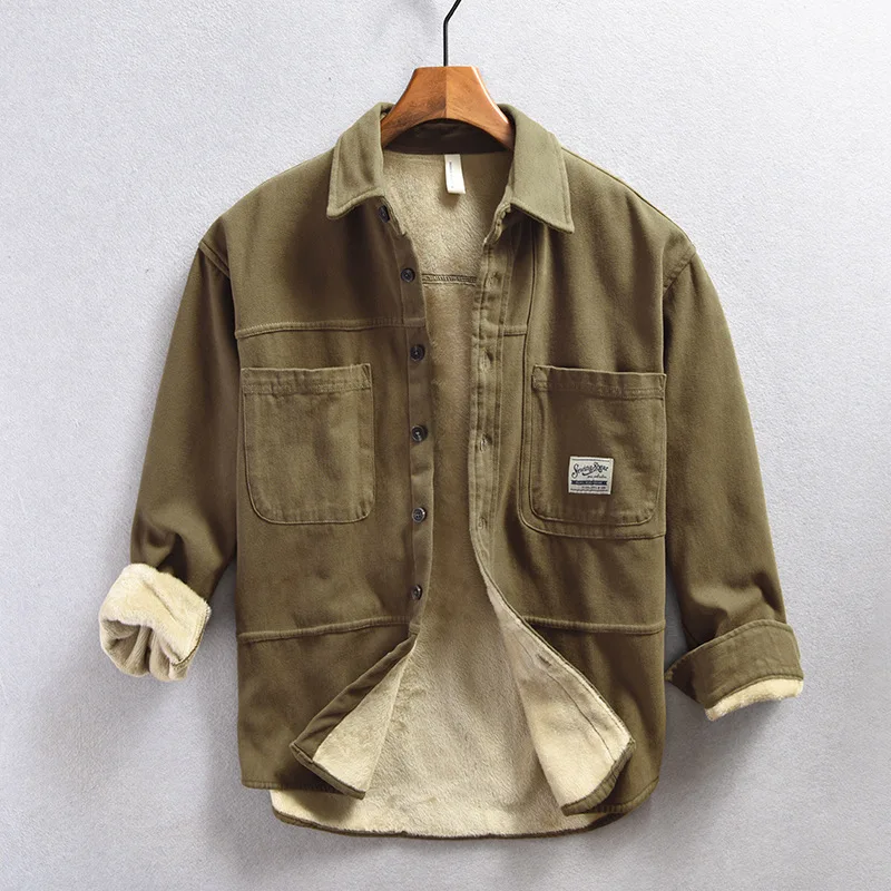 6002-1 Men's Fleece Cargo Casual Shirt Autumn Winter Solid Color Lapel Youth Daily Long Sleeve Tops Simple Cozy Male Blouses
6002-1 Men's Fleece Cargo Casual Shirt Autumn Winter Solid Color Lapel Youth Daily Long Sleeve Tops Simple Cozy Male Blouses