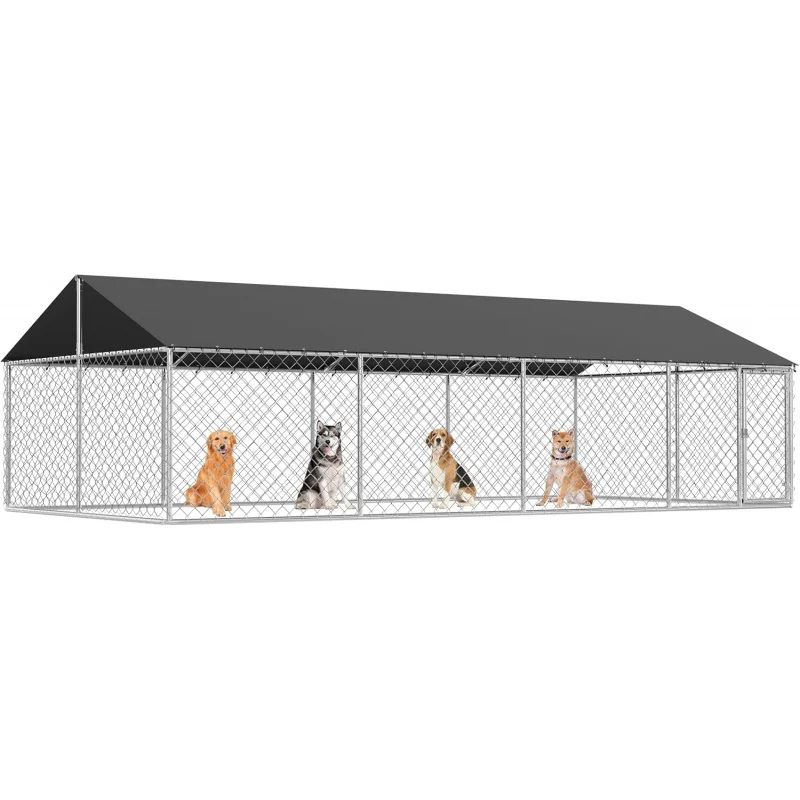 19.68'×9.84' Heavy Duty Steel Dog Enclosure, Outdoor Mesh Dog Kennel Cage, Reinforced Metal Fence with Safety Lock, Weatherproof
19.68'×9.84' Heavy Duty Steel Dog Enclosure, Outdoor Mesh Dog Kennel Cage, Reinforced Metal Fence with Safety Lock, Weatherproof