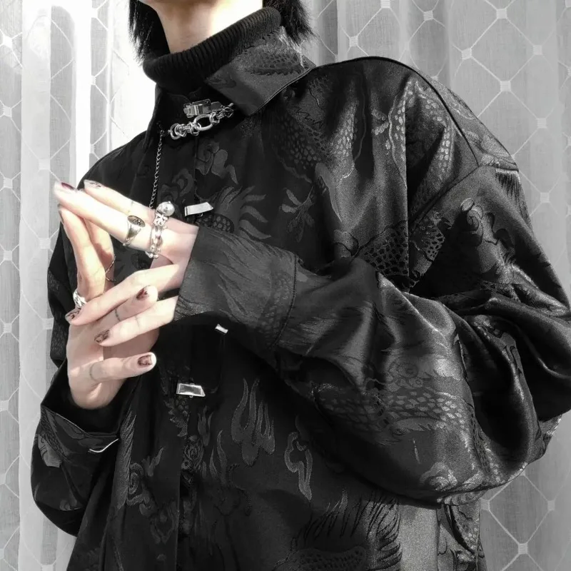 Chinese Style Jacquard Dragon Shirt Women Streetwear Hip Hop Gothic Tops Long Sleeve Tang T-Shirts Harajuku Blouses Satin
Chinese Style Jacquard Dragon Shirt Women Streetwear Hip Hop Gothic Tops Long Sleeve Tang T-Shirts Harajuku Blouses Satin