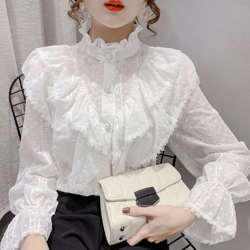 woman Blouses Spring Super Fairy Ruffle Flare Sleeve Polka Dot Chiffon Shirt Literary Forest Style Embroidered Shirt Women Shirt
woman Blouses Spring Super Fairy Ruffle Flare Sleeve Polka Dot Chiffon Shirt Literary Forest Style Embroidered Shirt Women Shirt