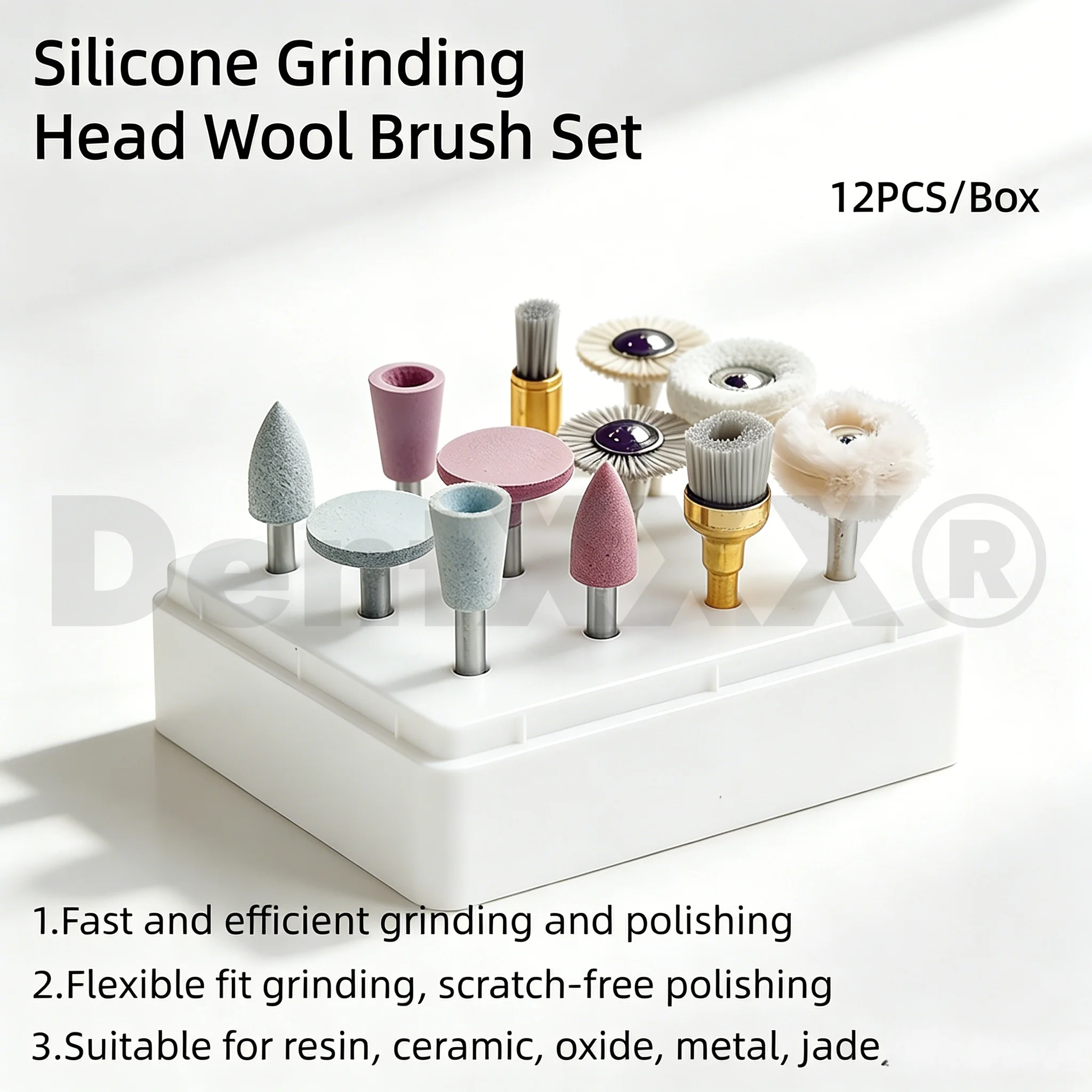 12 PCS/BOX Upgraded Silicone and Brush Grinding Head Mixed Polishing Set - Achieve high-gloss polishing with polishing paste
12 PCS/BOX Upgraded Silicone and Brush Grinding Head Mixed Polishing Set - Achieve high-gloss polishing with polishing paste