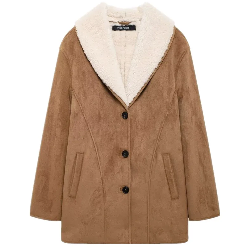 Ele Simple Long Sve Turn-down Collar Coat New Autumn Winter Women's Faion Outerwear Versatile Loose Fit Medium Length
Ele Simple Long Sve Turn-down Collar Coat New Autumn Winter Women's Faion Outerwear Versatile Loose Fit Medium Length