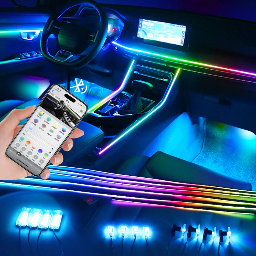 Universal 18 in 1 Dual Zone LED Ambient Lights Symphony Rainbow RGB Neon Strip Car Interior Acrylic Decoration Atmosphere Lamps
Universal 18 in 1 Dual Zone LED Ambient Lights Symphony Rainbow RGB Neon Strip Car Interior Acrylic Decoration Atmosphere Lamps