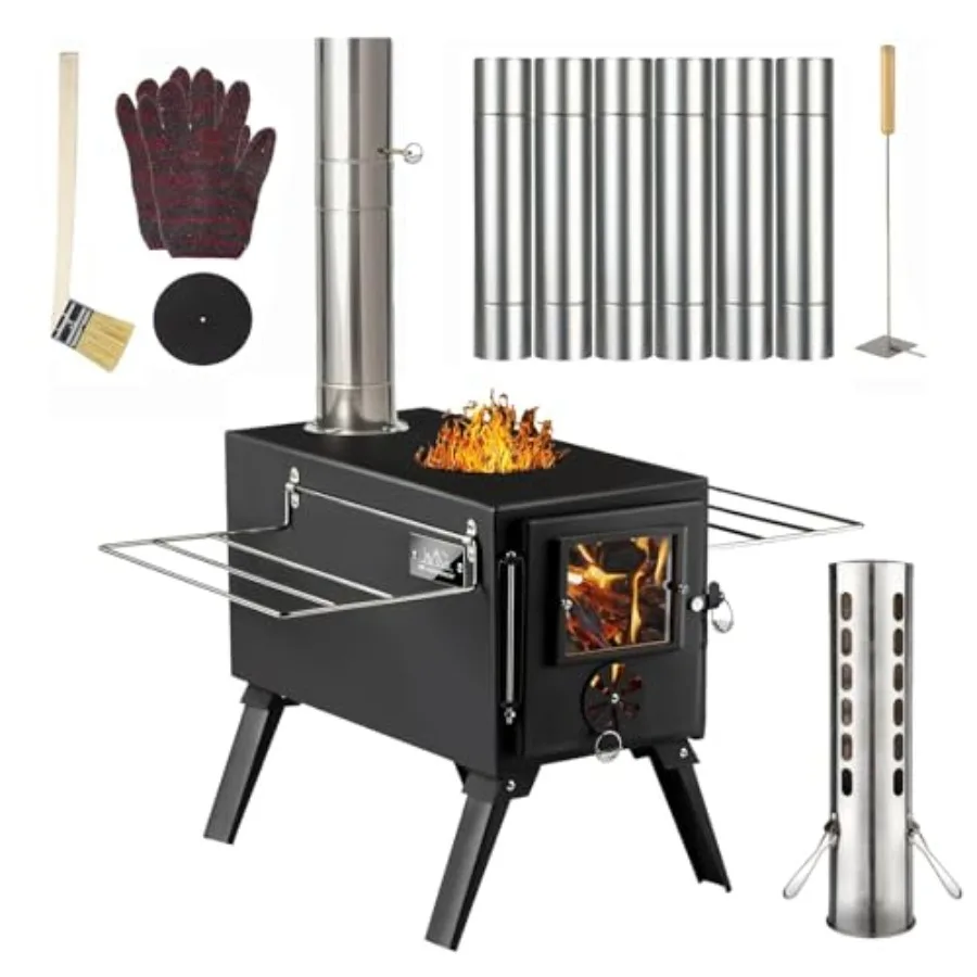 Hot Tent Stove Wood Burning Stove Small Stainless Steel Wood Stove with 7 Chimney Pipes for Outdoor Heating and Cooking Ideal f
Hot Tent Stove Wood Burning Stove Small Stainless Steel Wood Stove with 7 Chimney Pipes for Outdoor Heating and Cooking Ideal f