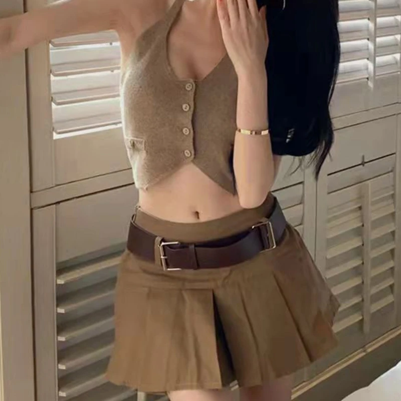 Women Summer Mid Waist Pleated Ruffle Hem A-Line Micro Mini Skater Skirt with Belt Inner Shorts Preppy Style School Girl Slim
Women Summer Mid Waist Pleated Ruffle Hem A-Line Micro Mini Skater Skirt with Belt Inner Shorts Preppy Style School Girl Slim