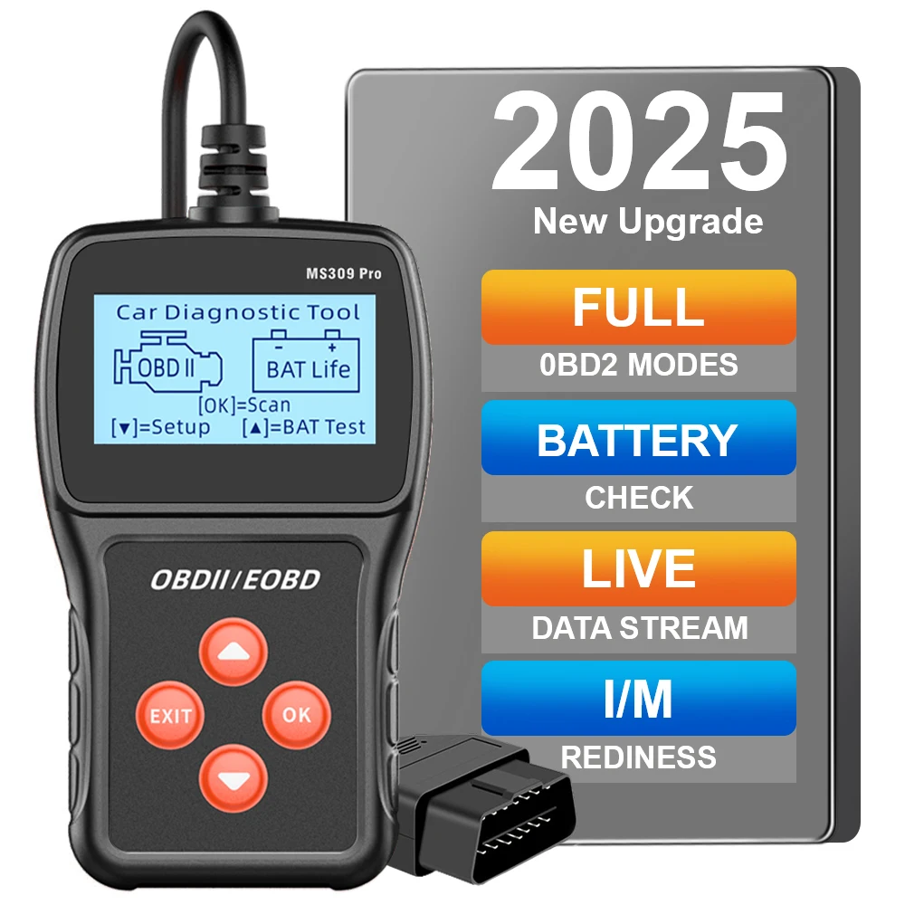 MS309PRO Battery Tester OBD2 Scanner Live Data Code Reader Car Diagnostic Tool Multi-language Check Engine System
MS309PRO Battery Tester OBD2 Scanner Live Data Code Reader Car Diagnostic Tool Multi-language Check Engine System