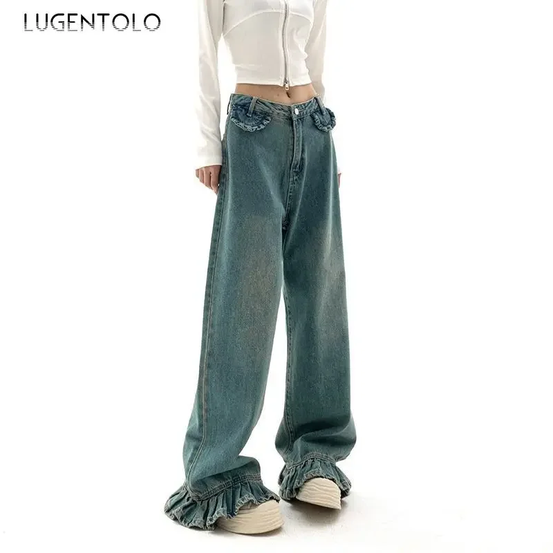 Women Vintage Fashion Jeans Casual Loose Straight Leg Solid Bleached Female Street Washed New Mid-rise Wide-leg Pants
Women Vintage Fashion Jeans Casual Loose Straight Leg Solid Bleached Female Street Washed New Mid-rise Wide-leg Pants