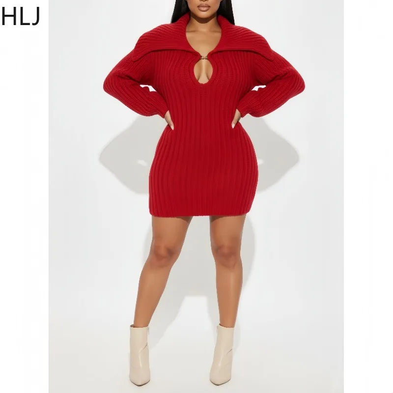 HLJ Winter New Casual Knitting Bodycon Dresses for Women Solid Color Hollow-out Lantern Sleeve Dress Female Streetwear Vestidos 
HLJ Winter New Casual Knitting Bodycon Dresses for Women Solid Color Hollow-out Lantern Sleeve Dress Female Streetwear Vestidos