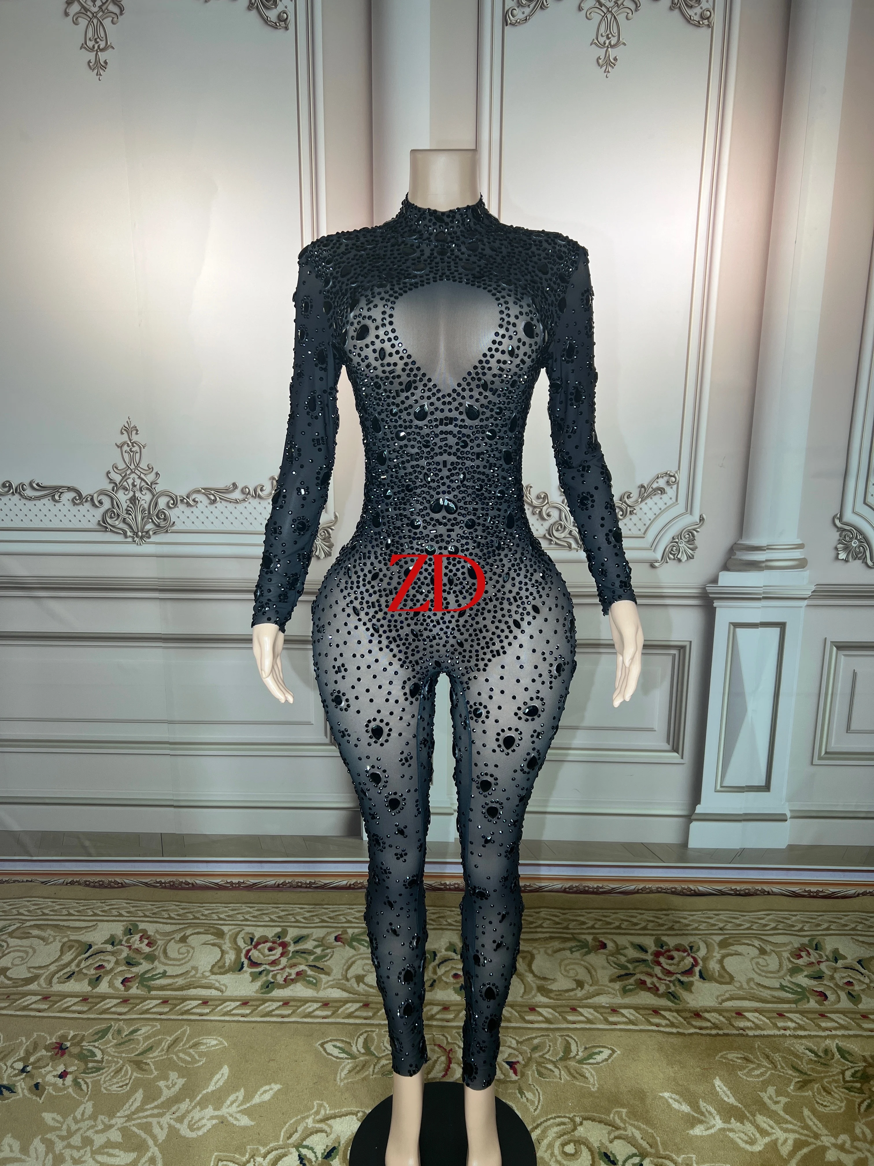 Blask Rhinestones Jumpsuit Transparent Mesh Stones Bodysuit Pants Birthday Celebrate Outfit Evening plus size
Blask Rhinestones Jumpsuit Transparent Mesh Stones Bodysuit Pants Birthday Celebrate Outfit Evening plus size