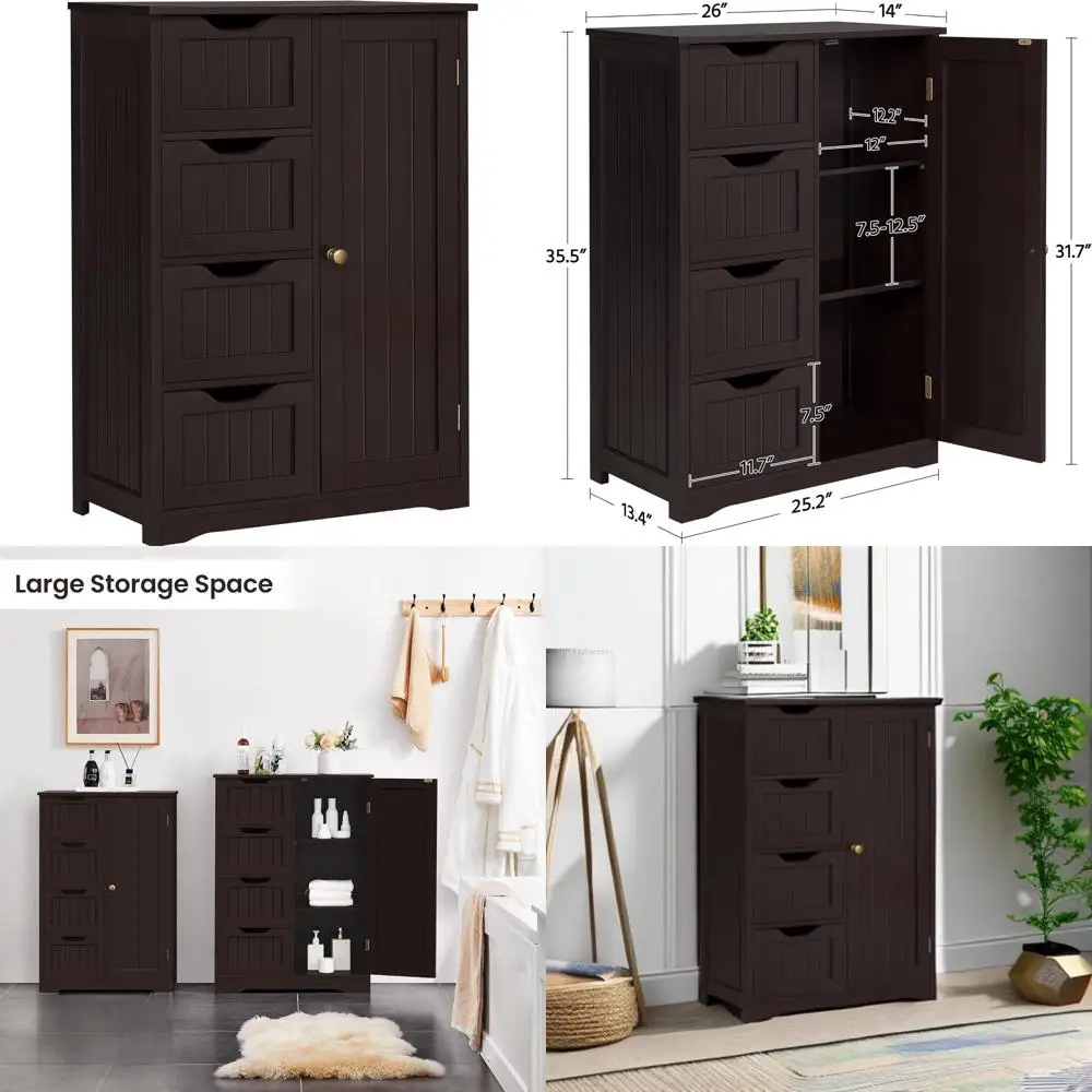 large freestanding bathroom floor cabinet with 4 drawers and single door for storage in living room and kitchen
large freestanding bathroom floor cabinet with 4 drawers and single door for storage in living room and kitchen