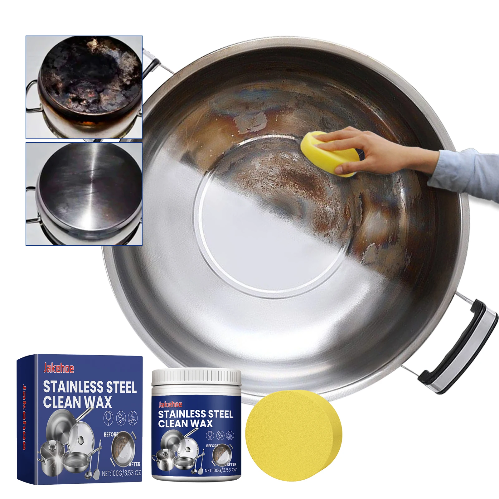 Stainless Kitchenware Cleaning Cream Pan Rust Removal Polishing Cream For Aluminum Chrome Stain Dirt Cleaner Sponge Brush 100G
Stainless Kitchenware Cleaning Cream Pan Rust Removal Polishing Cream For Aluminum Chrome Stain Dirt Cleaner Sponge Brush 100G
