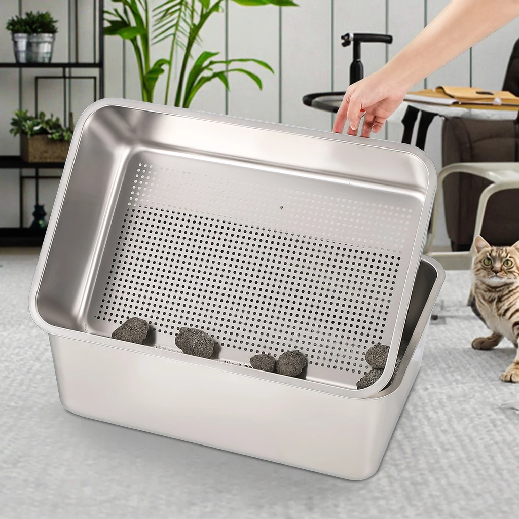 New design Stainless Steel Sifting Cat Bedpan Box with Open Top Easy Clean Large Size Pet Toilet Cat Sand Box for Household
New design Stainless Steel Sifting Cat Bedpan Box with Open Top Easy Clean Large Size Pet Toilet Cat Sand Box for Household