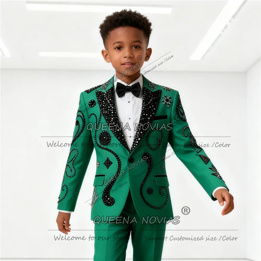 Brilliant Beaded Pearls Boy Suit For Wedding Black Sequined Lapel Children Blazers Customized 3 Pieces Sets Kids Party Tuxedos
Brilliant Beaded Pearls Boy Suit For Wedding Black Sequined Lapel Children Blazers Customized 3 Pieces Sets Kids Party Tuxedos