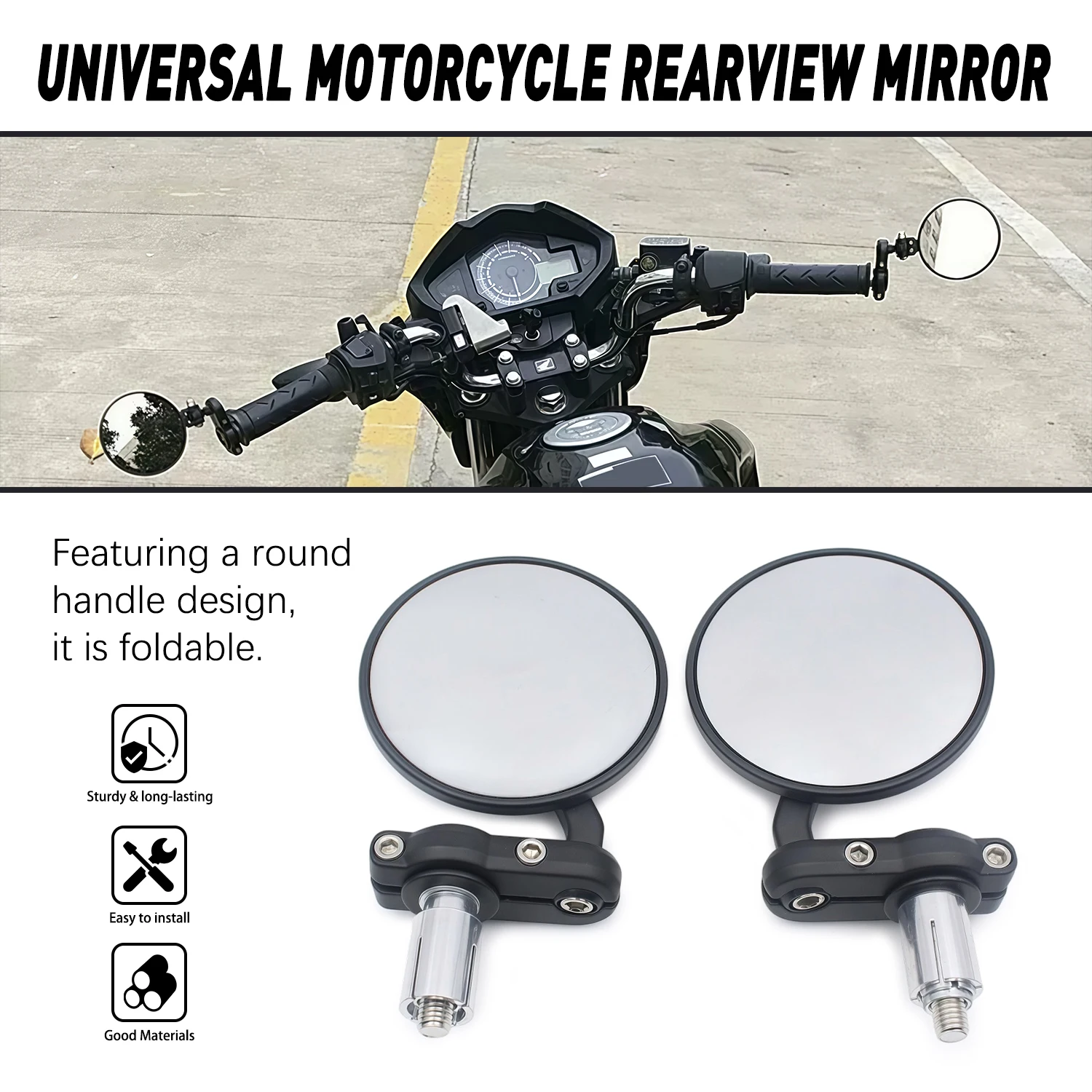 2pcs 7/8" Rear View Mirrors Round Convex Handle Bar End Foldable Motorbike For Suzuki SFV650 SV1000 GSR600 For Honda XL1000V
2pcs 7/8" Rear View Mirrors Round Convex Handle Bar End Foldable Motorbike For Suzuki SFV650 SV1000 GSR600 For Honda XL1000V