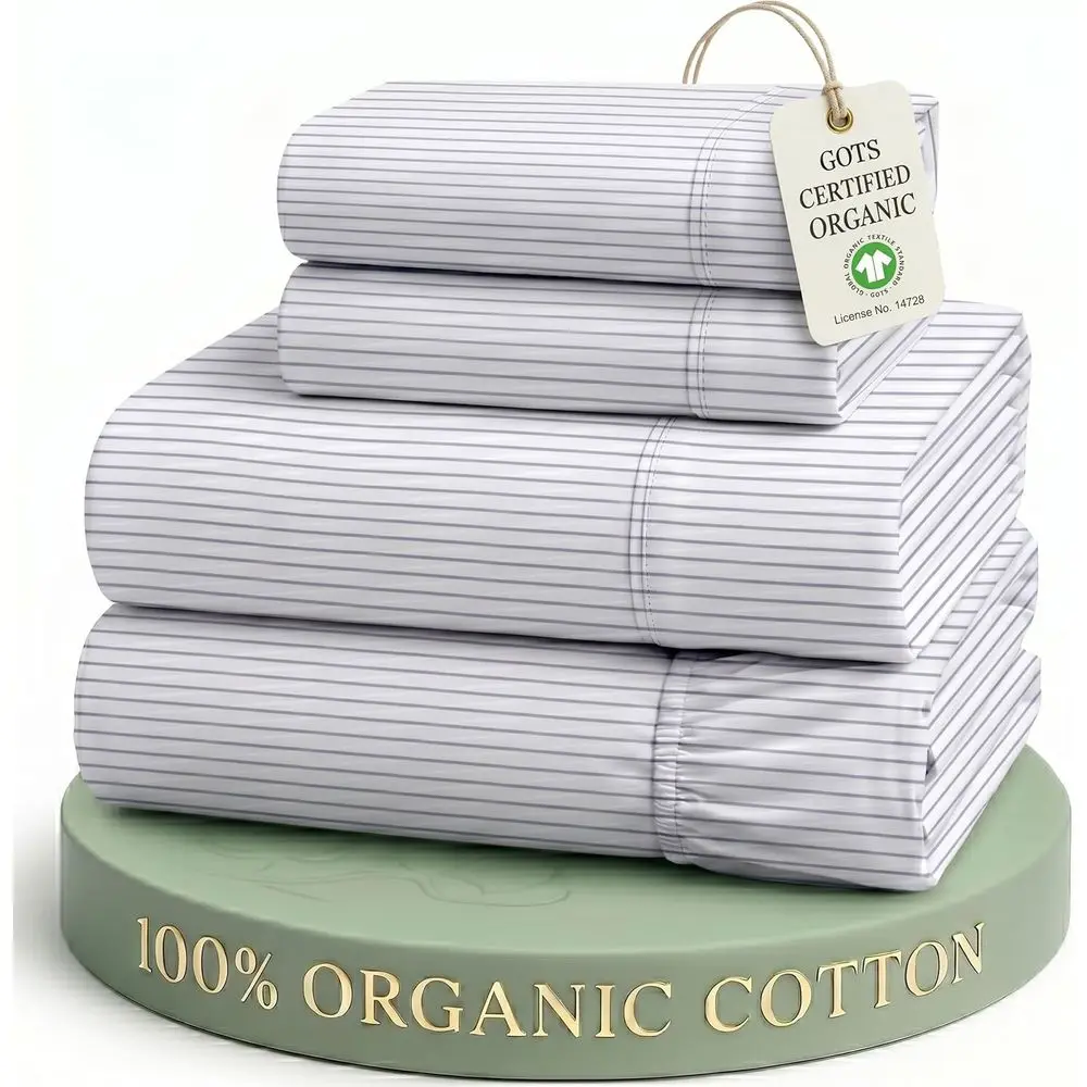 Organic Cotton GOTS Certified Percale Sheets, Deep Pocket, 4-Piece Set, Breathable, Lightweight, All-Season, Machine Washable, C
Organic Cotton GOTS Certified Percale Sheets, Deep Pocket, 4-Piece Set, Breathable, Lightweight, All-Season, Machine Washable, C