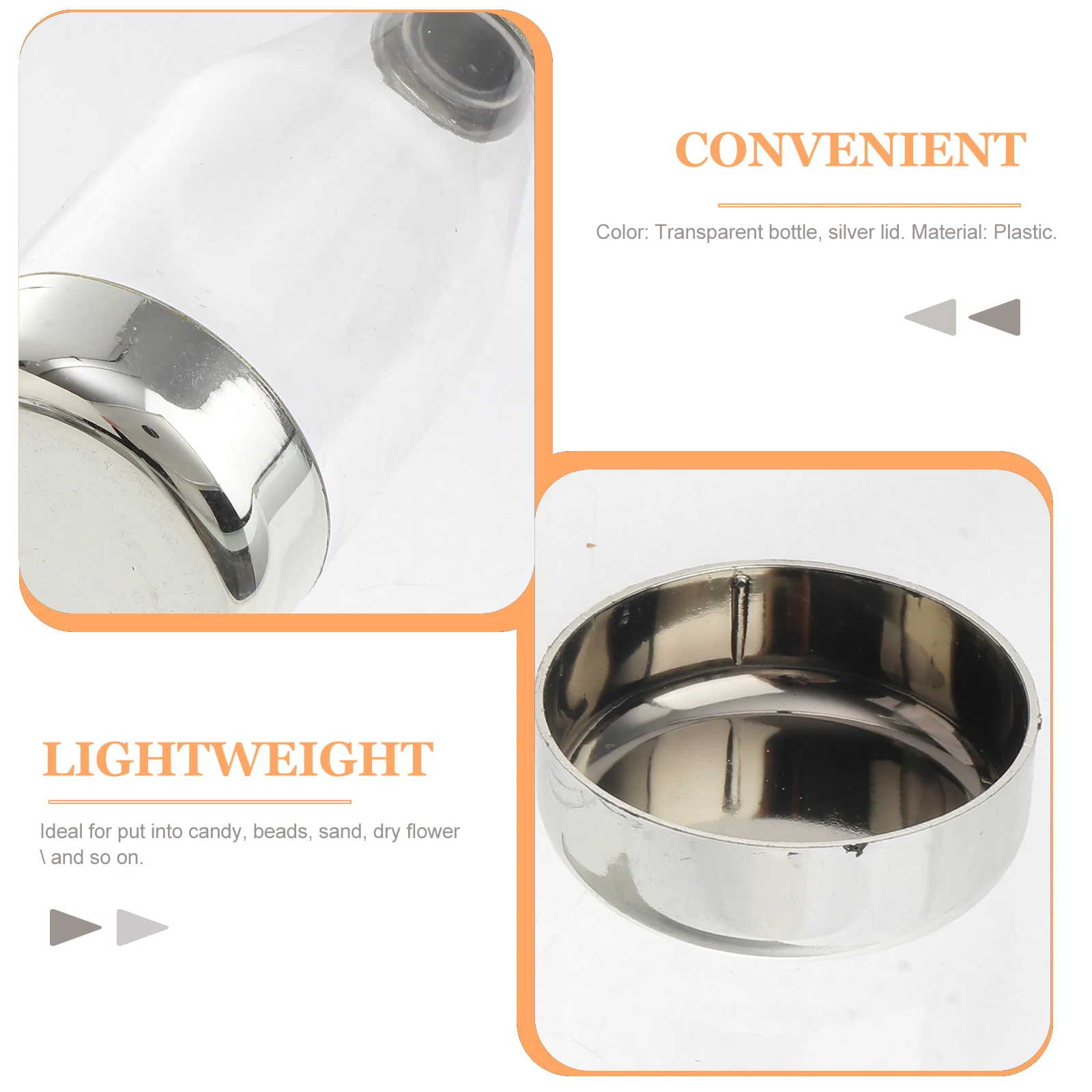 12pcs Candy Box Transparent Plastic Bottle Silver Lid 10Cm Height Removable Bottom For Baby Shower Gift Sweets Beads Sand Decor 
12pcs Candy Box Transparent Plastic Bottle Silver Lid 10Cm Height Removable Bottom For Baby Shower Gift Sweets Beads Sand Decor