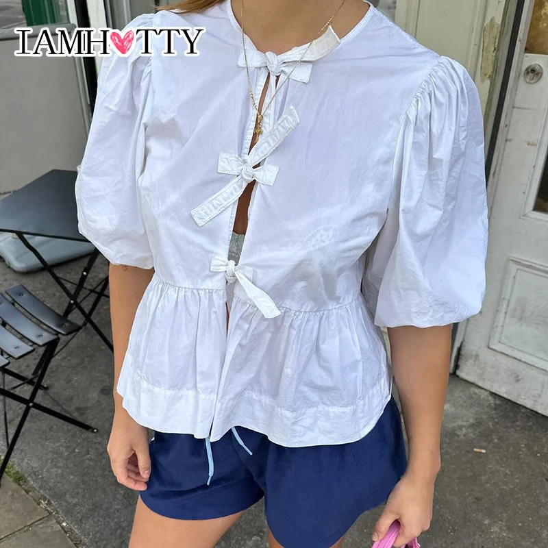 IAMHOTTY Y2K Cut Out Multi Bows Top White Fairycore Aesthetic Puff Short Sleeve Loose T-shirts Y2K Crew Neck Tops Lolita Tees
IAMHOTTY Y2K Cut Out Multi Bows Top White Fairycore Aesthetic Puff Short Sleeve Loose T-shirts Y2K Crew Neck Tops Lolita Tees