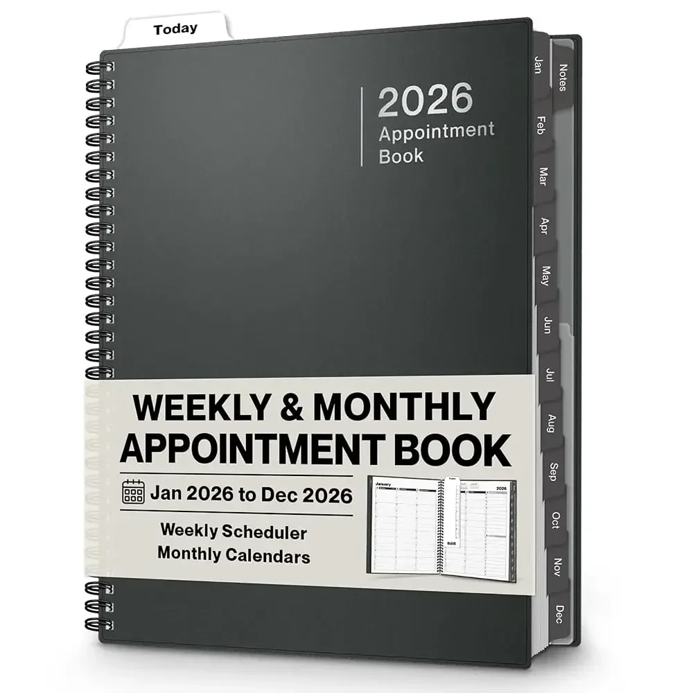 Daily Planner 2026, 8.5x11 Appointment Book, 15-Min Hourly Schedule, Jan to Dec 2026, Large Planner with Laminated Tabs, Pre
Daily Planner 2026, 8.5x11 Appointment Book, 15-Min Hourly Schedule, Jan to Dec 2026, Large Planner with Laminated Tabs, Pre